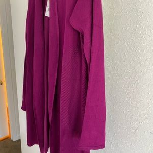Purple cardigan with rib decor